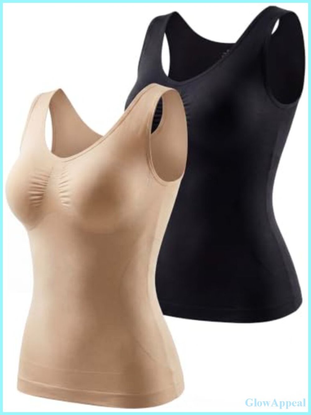 Seamless Tummy Control Shapewear Tank Top 2 Pack Nylon Spandex Compression